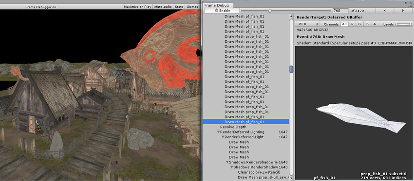Unity Frame Debugger interface